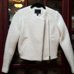 Banana republic white wool zip up jacket